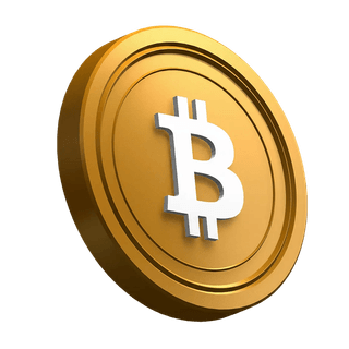 Bitcoin (BTC)-munt schuin weergegeven in het ontwerp van de heldensectie